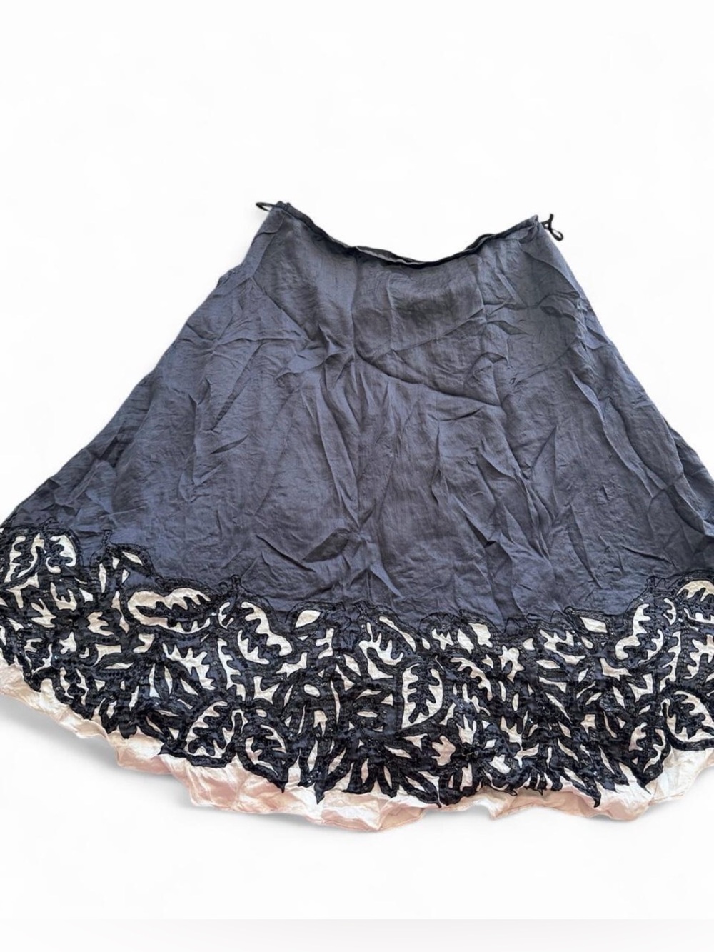 Lafayette 148 New York Black A-Line Skirt with Cream Underlayer